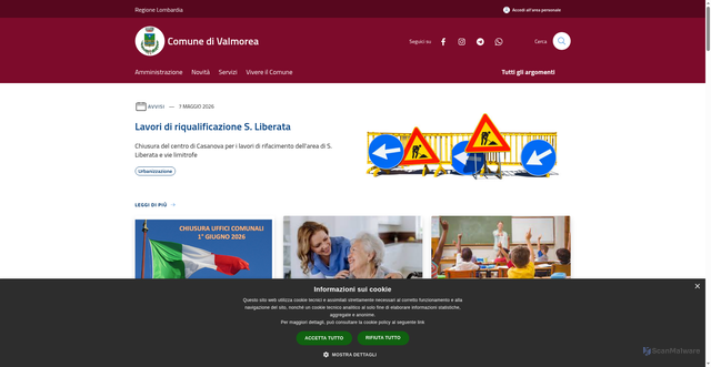 Security scan screenshot of https://www.comune.valmorea.co.it