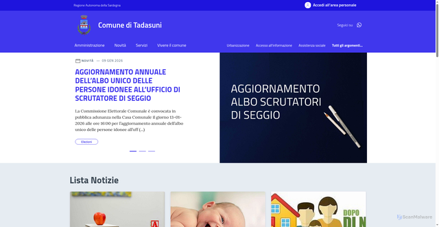 Security scan screenshot of https://comune.tadasuni.or.it/