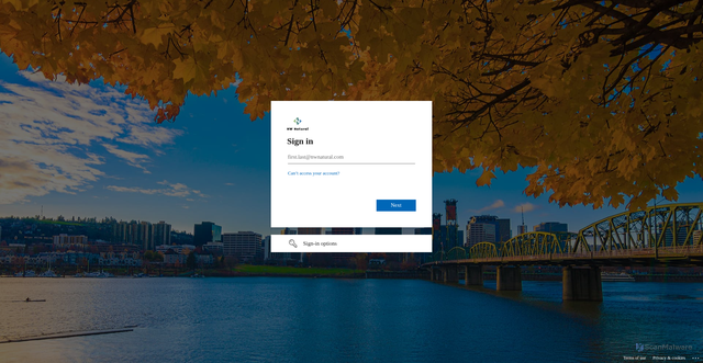 Security scan screenshot of https://nwnatural.sharepoint.com