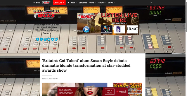 Security scan screenshot of https://www.wccsradio.com/rss/britains-got-talent-alum-susan-boyle-debuts-dramatic-blonde-transformation-at-star-studded-awards-show/
