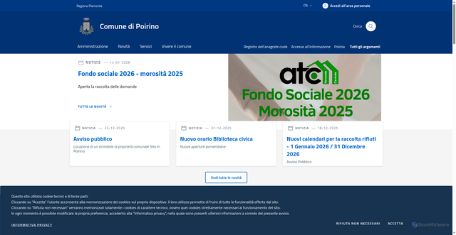 Security scan screenshot of https://www.comune.poirino.to.it/