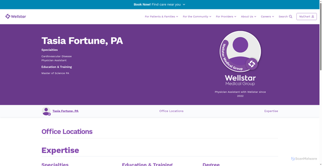 Security scan screenshot of https://www.wellstar.org/physicians/tasia-fortune-pa