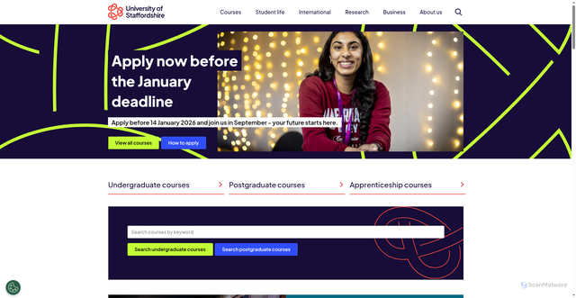 Security scan screenshot of https://www.staffs.ac.uk/