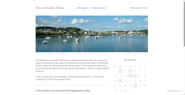 Security scan screenshot of https://www.cutlermaine.gov/