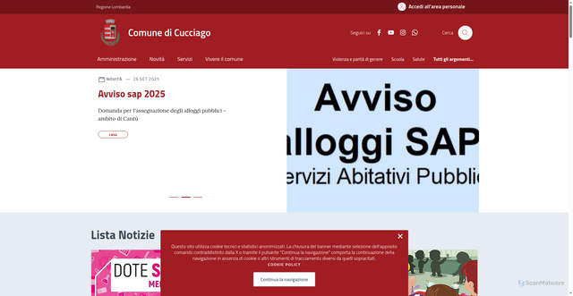 Security scan screenshot of https://comune.cucciago.co.it/