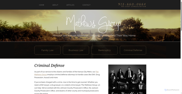 Security scan screenshot of https://www.mathewsgrouponline.com/Criminal-Defense.html