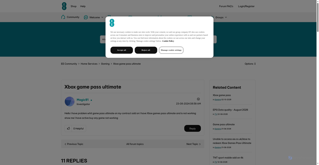 Security scan screenshot of https://community.ee.co.uk/t5/Gaming/Xbox-game-pass-ultimate/td-p/1424960