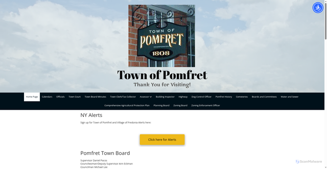 Security scan screenshot of https://townofpomfretny.gov/