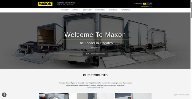 Security scan screenshot of https://maxonlift.com