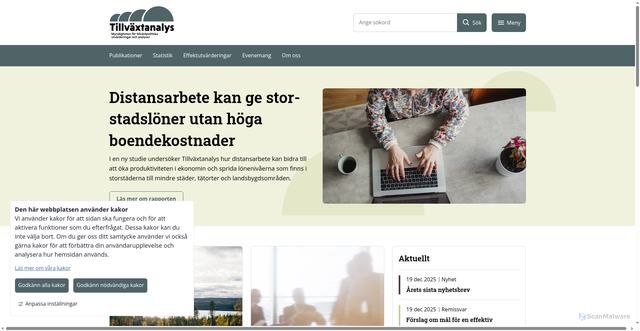 Security scan screenshot of https://www.tillvaxtanalys.se/