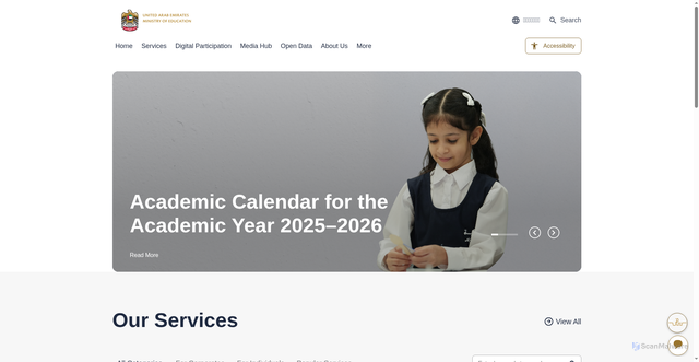 Security scan screenshot of https://www.moe.gov.ae/En/pages/home.aspx