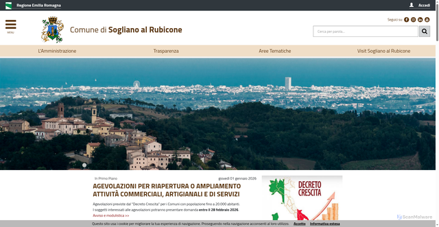 Security scan screenshot of https://www.comune.sogliano.fc.it/servizi/notizie/notizie_homepage.aspx