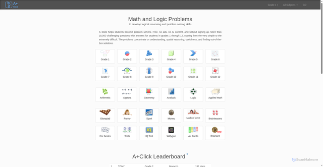 Security scan screenshot of https://aplusclick.org