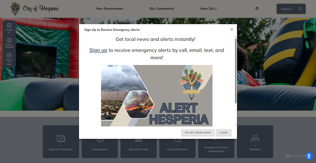 Security scan screenshot of https://hesperiaca.gov/
