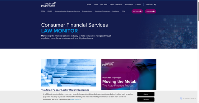 Security scan screenshot of https://www.consumerfinancialserviceslawmonitor.com/blog/