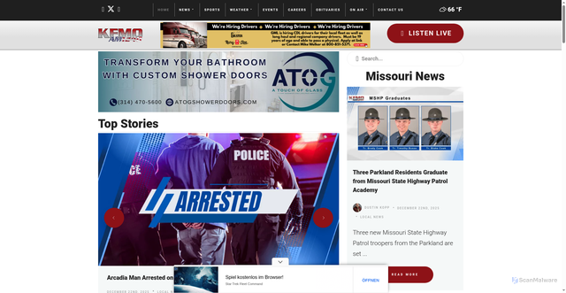 Security scan screenshot of https://www.kfmo.com/kfmo.com/news