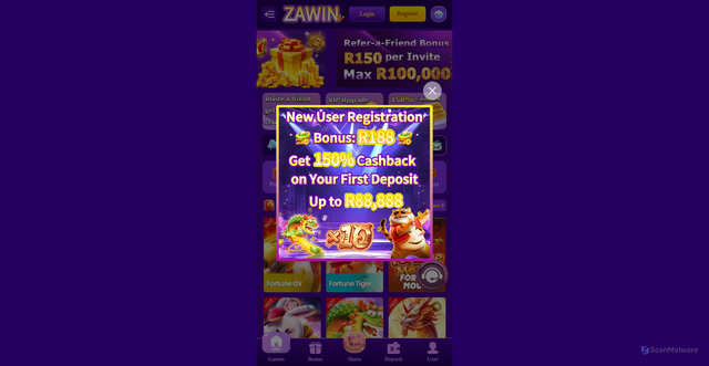 Security scan screenshot of https://zawin.vip/