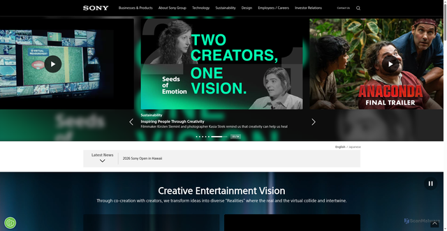Security scan screenshot of https://www.sony.com
