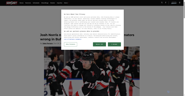 Security scan screenshot of https://senshot.com/josh-norris-now-has-golden-opportunity-to-prove-senators-wrong-in-buffalo-01jypv40z8h0