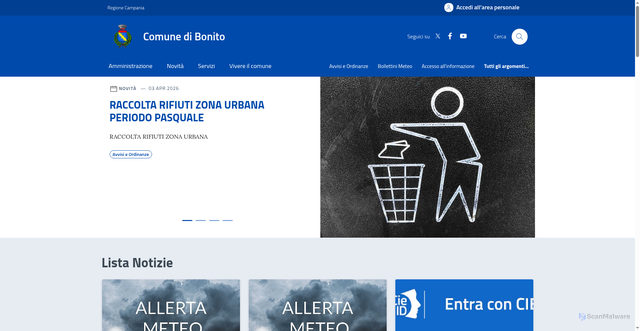 Security scan screenshot of https://www.comune.bonito.av.it