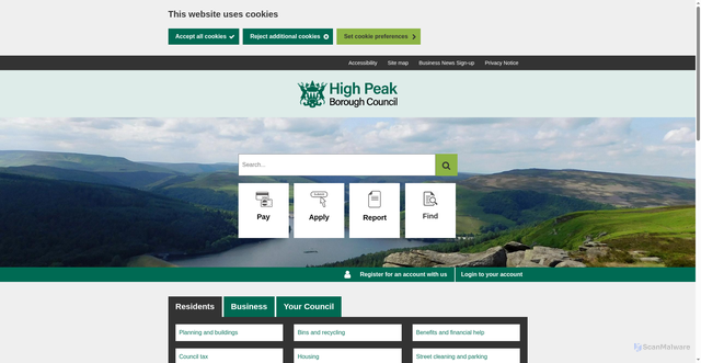 Security scan screenshot of https://www.highpeak.gov.uk/