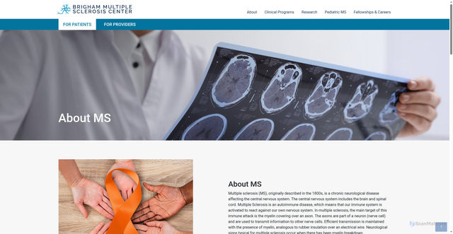 Security scan screenshot of https://brighammscenter.org/for-patients/about-ms