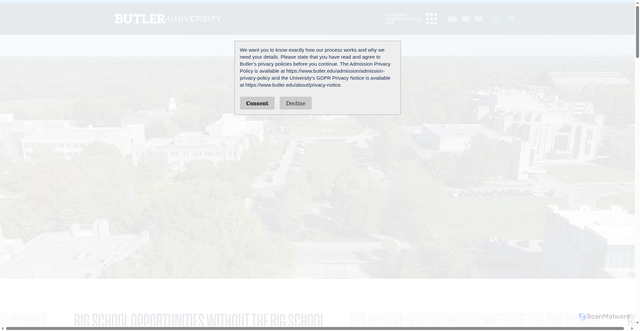Security scan screenshot of https://butler.edu