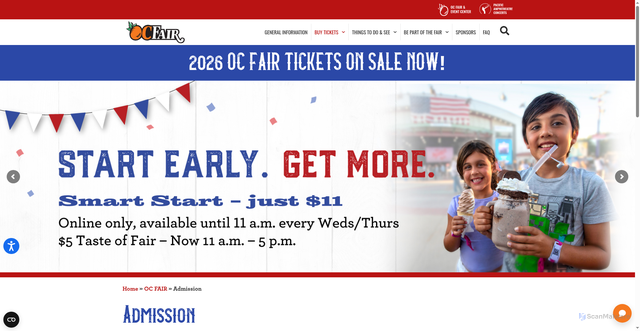 Security scan screenshot of https://ocfair.com/oc-fair/admission/