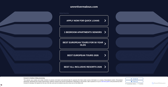 Security scan screenshot of https://unrertivermalous.com