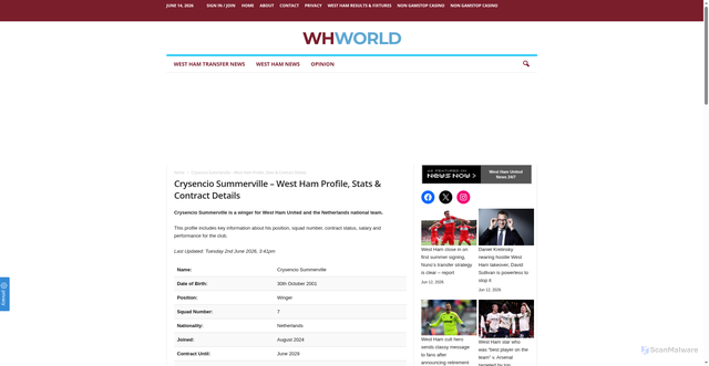Security scan screenshot of https://westhamworld.co.uk/crysencio-summerville/