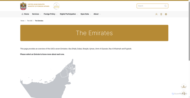 Security scan screenshot of https://www.mofa.gov.ae/en/the-uae/the-emirates