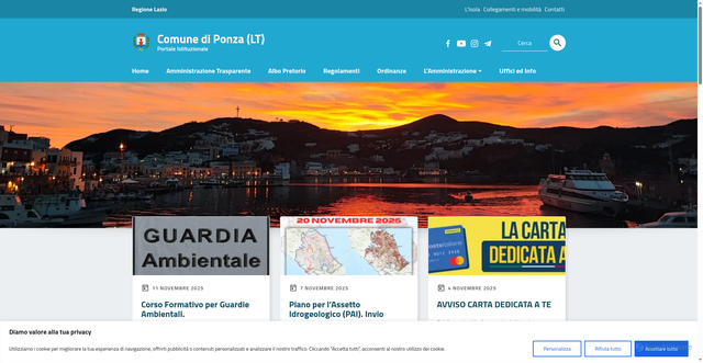 Security scan screenshot of https://www.comune.ponza.lt.it/