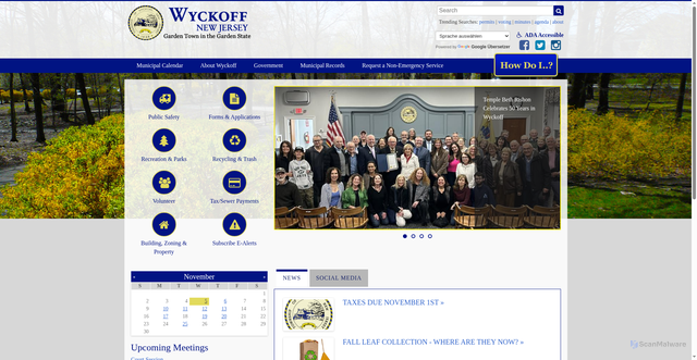Security scan screenshot of https://www.wyckoffnj.gov/