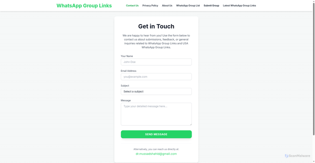 Security scan screenshot of https://creativeinsights.pages.dev/contact-us