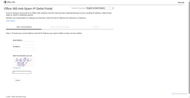 Security scan screenshot of https://sender.office.com/