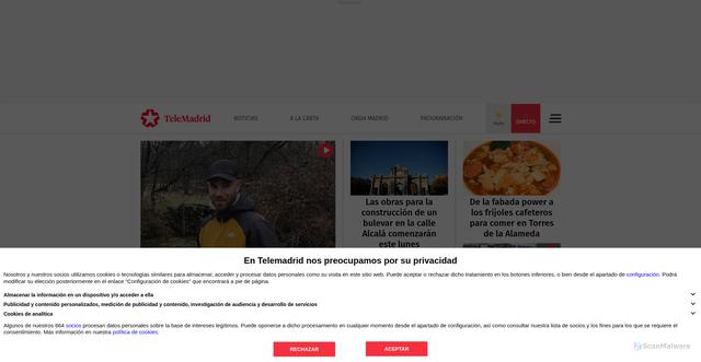 Security scan screenshot of https://www.telemadrid.es