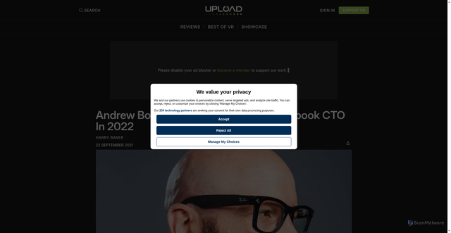 Security scan screenshot of https://www.uploadvr.com/andrew-bosworth-facebook-cto/