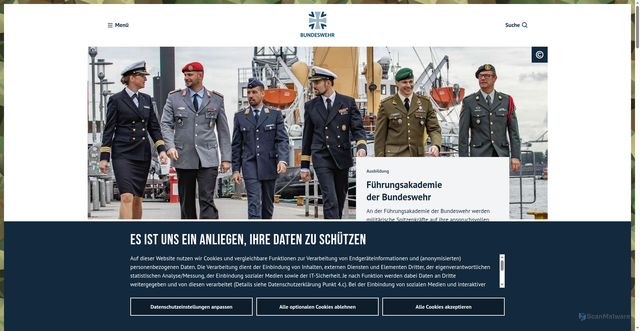 Security scan screenshot of https://www.bundeswehr.de/de/organisation/fuehrungsakademie-der-bundeswehr