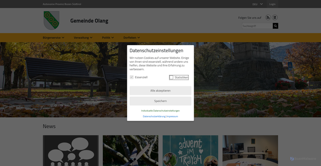 Security scan screenshot of https://www.comune.valdaora.bz.it/de