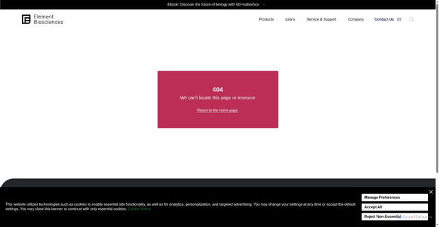 Security scan screenshot of https://email.elementbiosciences.com