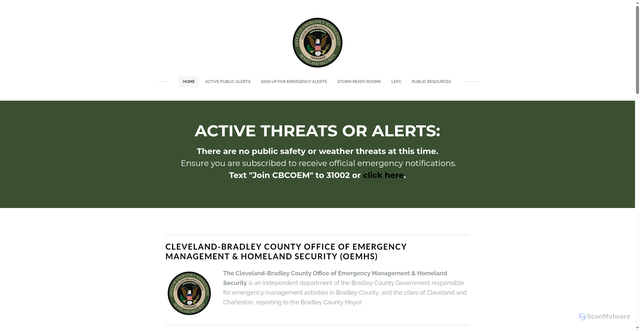 Security scan screenshot of https://www.clevelandbradleytnoem.gov/