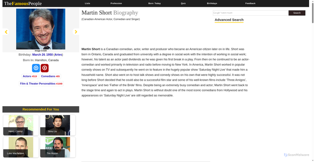 Security scan screenshot of https://www.thefamouspeople.com/profiles/martin-hayter-short-2293.php