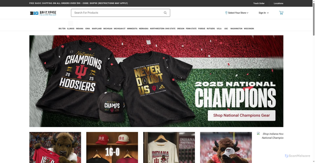 Security scan screenshot of https://bigtenstore.com