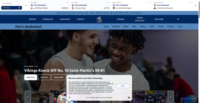 Security scan screenshot of https://wwuvikings.com/sports/mens-basketball