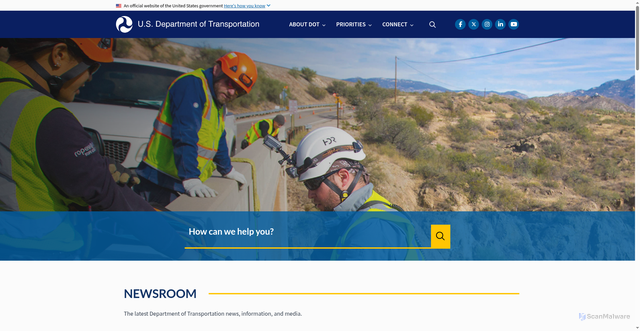 Security scan screenshot of https://www.dot.gov/