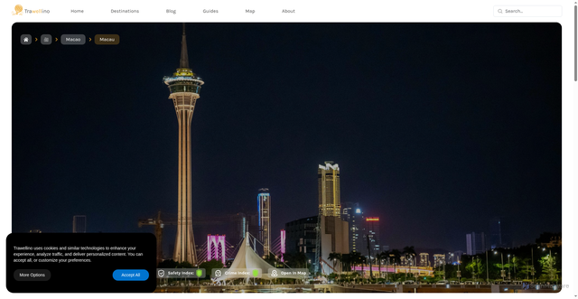 Security scan screenshot of https://www.trawellino.com/destinations/macao/02_macau