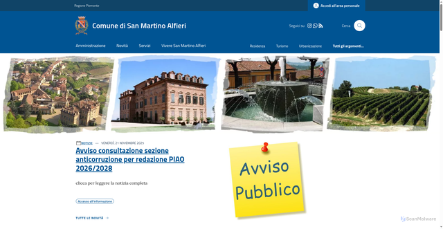Security scan screenshot of https://www.comune.sanmartinoalfieri.at.it/