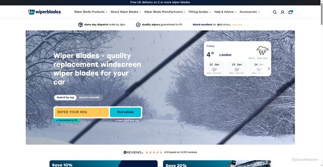 Security scan screenshot of https://www.wiperblades.co.uk