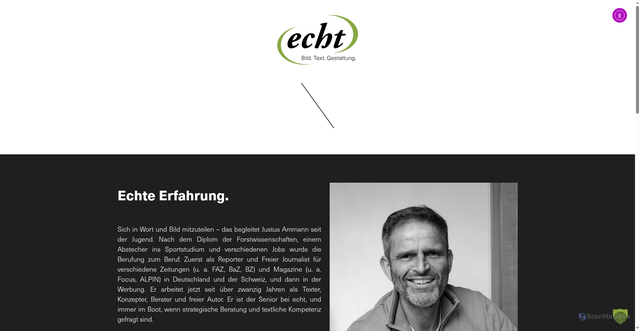Security scan screenshot of https://echt-ideenleben.de/ueber-uns/justus-ammann/