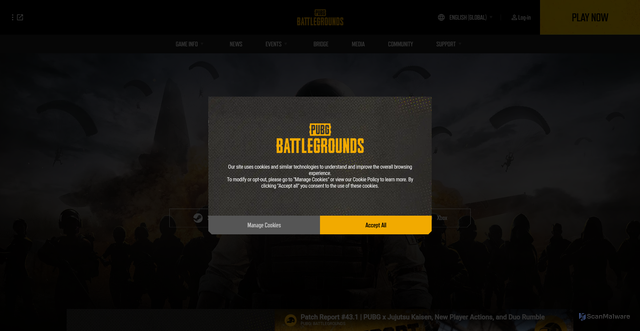 Security scan screenshot of https://www.pubg.com